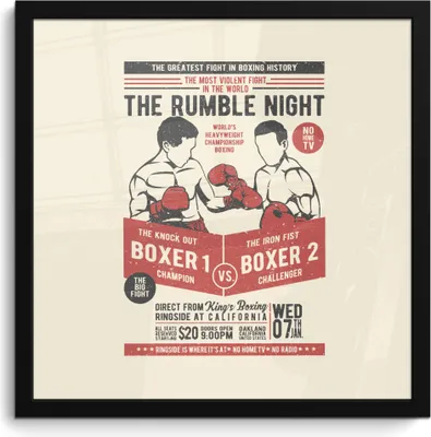 Produktbild von MuchoWow® MuchoWow® Gerahmtes Poster Mancave - Boxhandschuhe - Sport - Vintage 40x40 cm - Poster mit zchwarzem Bilderrahmen - Mit Rahmen - Wanddekoration Schlafzimmer