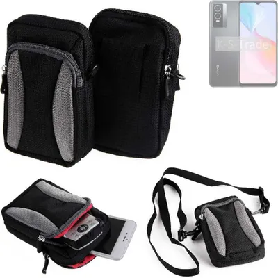 Produktbild von K-S-Trade Holster Schutz Hülle kompatibel mit Vivo Y76 5G Handy Hülle Gürteltasche Umhängetasche mit Zusatzfach schwarz