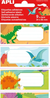 Produktbild von APLI Buchetiketten "Dino" 36 x 81 mm 3 Blatt à 3 Etiketten