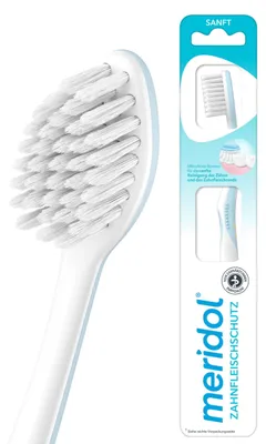 Produktbild von meridol CH01412A, Zahnbürste, Erwachsener, Blau, Weiß, Weich, 1 Stück(e), Sichtverpackung