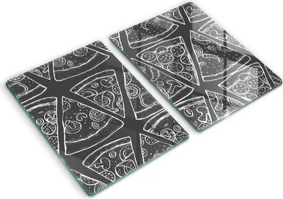 Produktbild von Abdeckung Glas - Küchenabdeckung - 2x40x52 cm - Abdeckplatte -Pizzaillustration