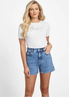 Produktbild von Weißes T-Shirt für Damen von Guess, Bluse aus Baumwolle, Größe S