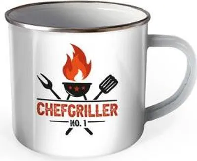 Produktbild von Trötsch Emaille Becher Grillen Tasse Chefgriller NO. 1 Grillmeister