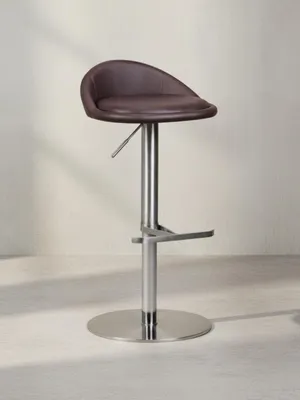 Produktbild von Barhocker "Donau", höhenverstellbar, halbrunde Rückenlehne, Edelstahl, max. 110 kg Belastung. Braun, 43x43x90 cm | Kadima Design