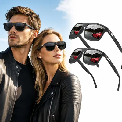 Produktbild von STILVORA Sonnenbrille polarisiert, polarisierte Sonnenbrille schwarz-grau, UV400 Sonnenbrille, Uni Sonnenbrille polarisiert, Sonnenbrille Outdoor Reisen