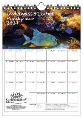 Produktbild von Unterwasserzauber Planer DIN A4 Kalender für 2027 Unterwasser - Seelenzauber