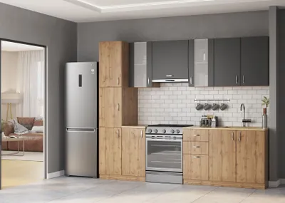 Obrázek produktu pro BERHIL 260 kuchynská linka, antracit/apalačský dub