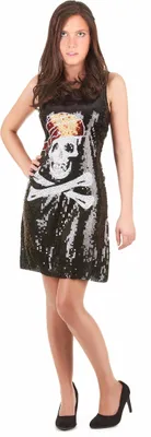 Produktbild von Pailletten-Totenkopf-Kleid-Kostüm Small