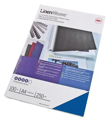 Produktbild von GBC Einbanddeckel LinenWeave DIN A4 250 g/qm blau einseitig 100 Stück