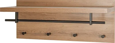Produktbild von HAKU Wandgarderobe eiche, schwarz - MDF, Metall, B/H/T: 75x30x26 cm