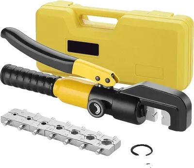 Zdjęcie produktu dla Hydrauliczny obcinak do prętów zbrojeniowych, siła zaciskania 10 ton, głowica obrotowa 360°, wiele matryc zaciskających