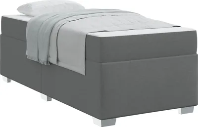 Zdjęcie produktu dla vidaXL Rama łóżka z materacem ciemnoszara 90 x 200 cm tkanina