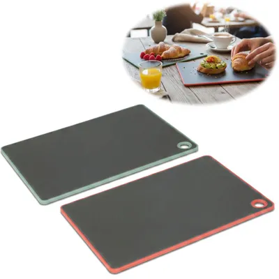Produktbild von LS-LebenStil 2x Kunststoff Essbrettchen 23x16cm 2´er Set Grau Rutschfest Frühstücksbrettchen Frühstücksbrett Küchenbrett Essbrett Brettchen