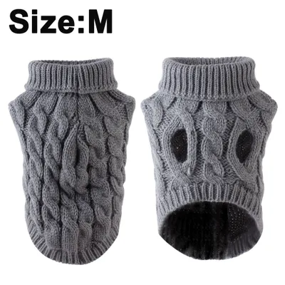 Produktbild von Modischer gestreifter Hundepullover, warmer Mantel, Strickwolle, Winterpullover für kleine, mittelgroße und große Hunde(Grey,M)