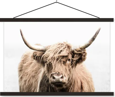 Produktbild von MuchoWow® Textilposter Schottisches Hochlandrind - Tiere - Fell 60x40 cm mit schwarzem Rahmen - Hölzernes