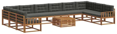 Produktbild von vidaXL Outdoor-Sofagarnitur mit Kissen 11 pcs Natur und Anthrazit