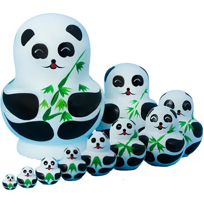 Produktbild von 10 Stück Holz Panda Russische Matroschka Matroschka