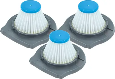Produktbild von vhbw 3x Feinfilter kompatibel mit Black & Decker HLVC315J10, HLVC315B01, HLVC315B10, Clean Slim, HLVC + Staubsauger - Luftfilter Blau Grau Weiß