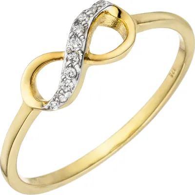 Produktbild von Gr. 56 Damen Ring Unendlichkeit 375 Gold Gelbgold 10 Zirkonia Goldring