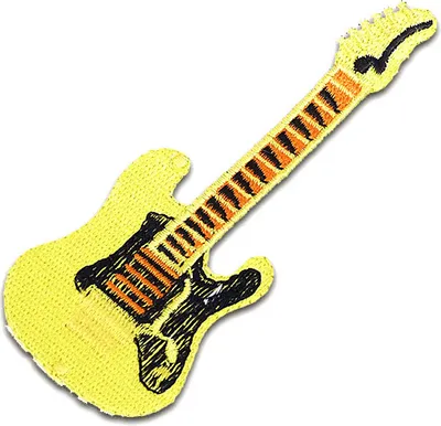 Obrázok produktu pre Gitara - nažehľovacia nášivka, nažehľovací obrázok, nášivka, nášivka, na nažehlenie, veľkosť: 11,5 x 4,7 cm
