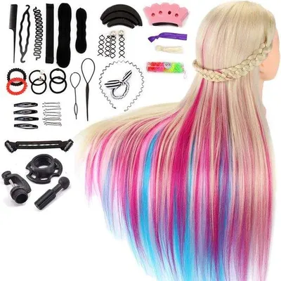 Produktbild von Kunststoff-oefenhoofd, 66 cm, 100% Kunststoff, Haarmannequin, Poppenhoofd mit Tischhalter