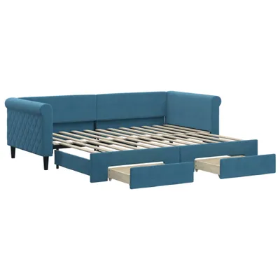 Zdjęcie produktu dla VidaXL 3197818, sofa rozkładana, Niebieski, Pianka, Metal, Poliester, Drewno, 2290 mm, 1000 mm