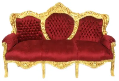 Produktbild von Casa Padrino Barock 3er Sofa King Bordeaux  / Gold - Möbel