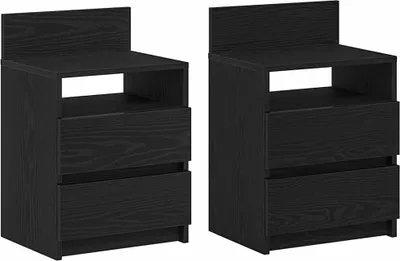 Obrázok produktu pre Nočné stolíky 2 ks s 2 zásuvkami čierne 40x33x60 cm