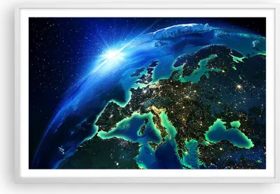 Produktbild von Gerahmtes Poster - Weißer Rahmen - Nacht raum welt ansicht - 91,5x61 cm - Wand Bild - Wanddeko - Wandbilder - Kunstposter - Wandposter - Bilderrahmen - Bilder - Kunstdruck - Wandbild - P2WAA91x61-2816