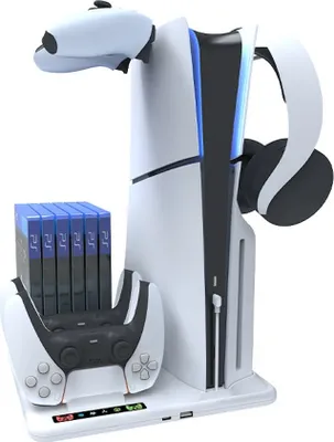 Produktbild von PS5 Dual Controller Ladestation mit Disk Organizer Controller-Ladestation, Kühlung, für PS5/PS5 Slim Konsole（1 Stück）