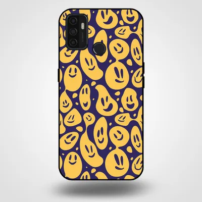 Image de Smartphonica Coque pour OPPO A32 / A53 / A53s avec impression de smiley - Coque arrière en TPU avec design emoji - Violet Jaune