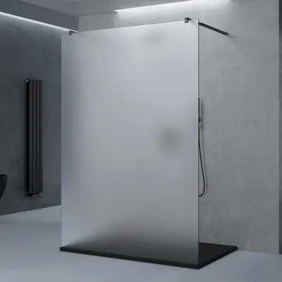 Image de doporro Paroi de Douche à L'italienne Opaque 100 cm Pare-douche Verre de Sécurité 8mm Paroi 98x200cm avec 2 Stabilisateurs Rectangulaires Noir Bremen01VS