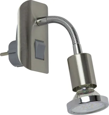 Produktbild von Steckerleuchte Nickel matt inkl. 3 Watt LED Leuchtmittel & ON/OFF Schalter