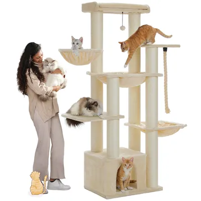 Produktbild von PAWZ Road Kratzbaum Grosse Katzen stabil mit 11cm Stämme, Kratzbaum XXL 170cm