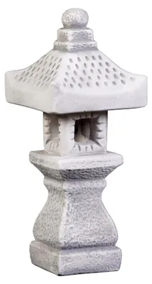 Produktbild von Japanische Steinlaterne aus Steinguss, grau, frostsicher für den Außenbereich, Höhe 42 cm, Gewicht 7 kg