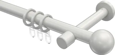 Produktbild von Interdeco Gardinenstange / Vorhangstange Weiß, Typ Prestige Luino (Kugel), 20 mm Ø 1-läufig, 180 cm