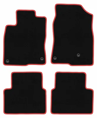 Immagine prodotto di Tappetini in moquette per Honda Civic X 2017- (hatchback) – set 4 pezzi, nero/rosso, su misura – Wielganizator CARLUX