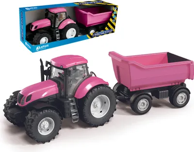 Zdjęcie produktu dla Traktor Różowy z Wywrotką skala 1:16 otwierane drzwi i maska