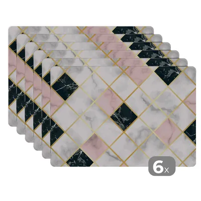 Obrázok produktu pre MuchoWow® Podložky Sada 6 umývateľných podložiek 45x30 cm Mramor - Geometrické tvary - Vzory - - Podložka na stôl Podložka Nekĺzavá a odolná voči teplu - Podložka - Podložka na stôl - Odolná voči teplote