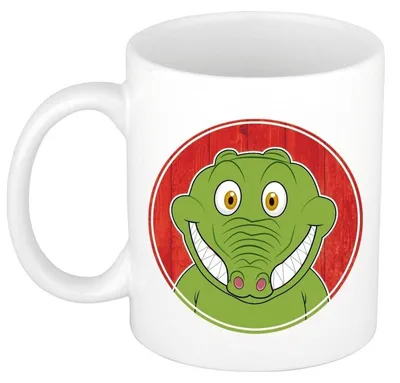 Produktbild von Becher Krokodil - weis - Keramik - 300 ml - Kinderbecher Krokodil