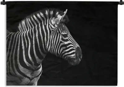 Produktbild von MuchoWow® Wandteppich Wandbehang Zebra - Schwarz - Weiß - Porträt - Tiere 150x112.50 cm Tapisserie Dekoration Wandtuch - Wanddecke - Wandteppiche