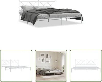 Produktbild von The Living Store Bettgestell mit Kopfteil Metall Weiß 180x200 cm
