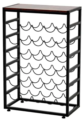 Immagine prodotto di Portabottiglie Bordeaux | HxLxP 88x59x30cm | 30 bottiglie su 6 livelli + ripiano | Vintage marrone-nero