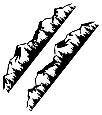 Image de 2PCS Car Decal Mountain Tree Forest Pattern Car Side Body Graphic Sticker Universal for Vehicle RVs Yachts Trucks Pickups SUVs Black
