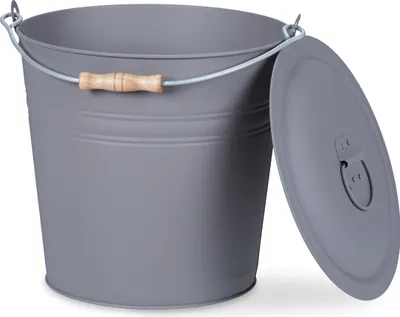 Produktbild von relaxdays Grauer Ascheeimer mit Deckel