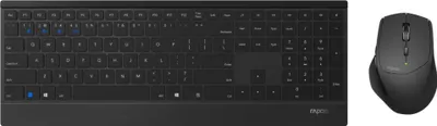 Zdjęcie produktu dla Rapoo 9500M, Pełnowymiarowy (100%), Bezprzewodowy, RF Wireless, QWERTZ, Czarny, Dołączona myszka