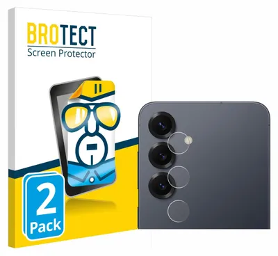 A product packaging for screen protectors, with a graphic of a phone and a close-up of a phone's camera lens with protectors applied.