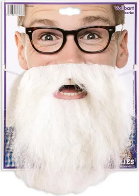 Produktbild von Vollbart Bart weiß mit Gummizug Karneval Santa Claus Weihnachten Nikolaus