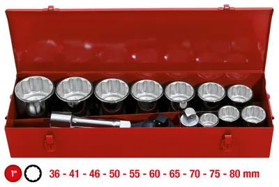Obrázek produktu pro KS TOOLS 911.0814 - Steckschlüssel-Satz - 1 Zoll - 14 Kopf/Köpfe - Chrom-Vanadium-Stahl - 29 kg