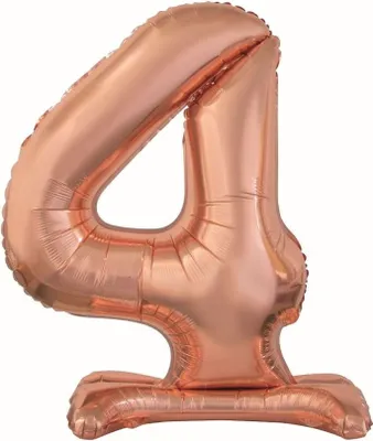 Obrázek produktu pro Fóliový balón číslice 4, stojící - rosegold - růžovo zlatá, 74cm